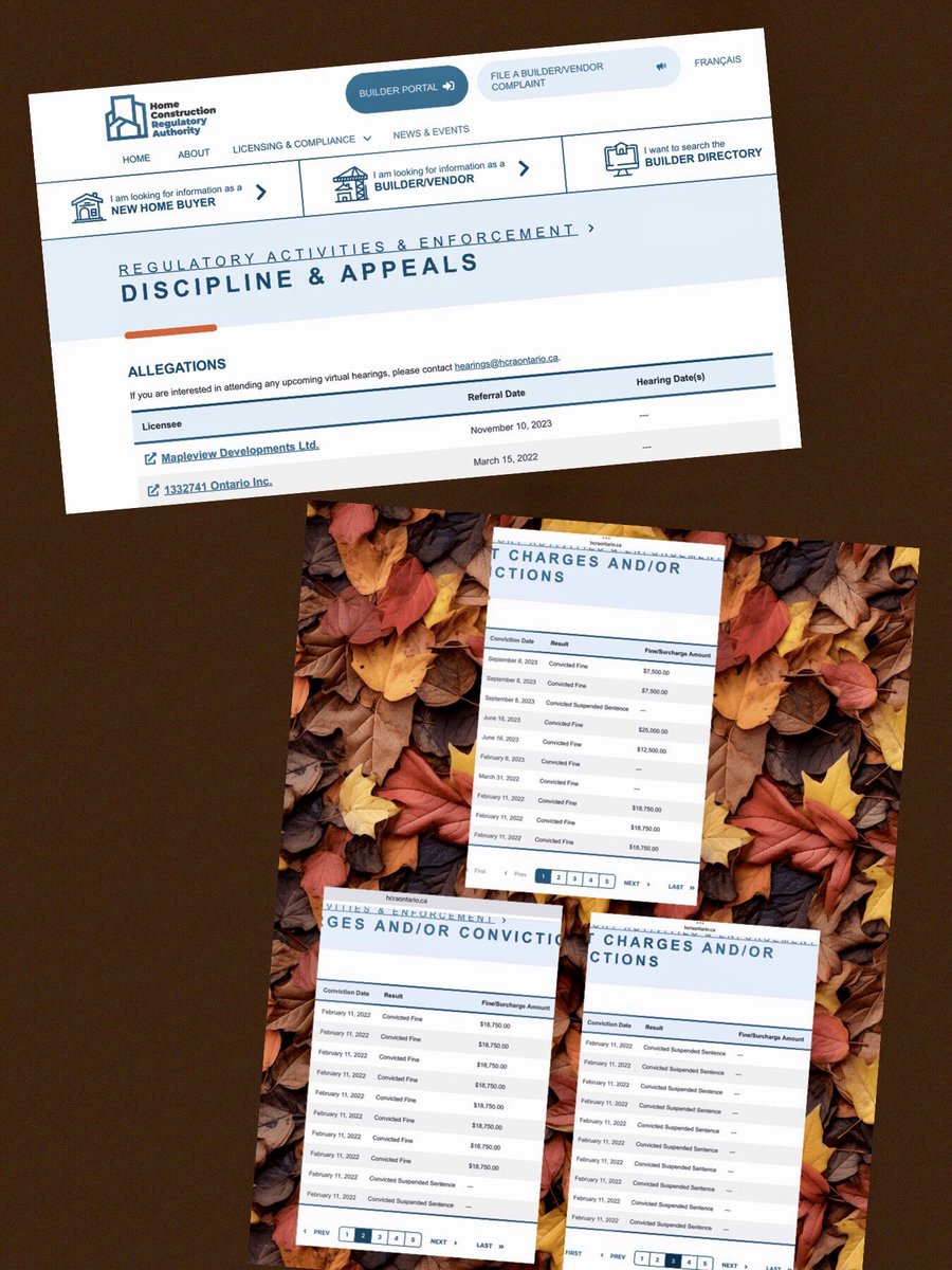 GayleDudeck's tweet photo. @ONTConsmrRights These are #HCRA Registrar’s two enforcement actions &amp; charges/fines - pocket change or suspended sentence from their website.
This @OntarioPCParty housing regulatory authority is captured by the building industry. #BuildersRule #NoAccountability #NoConsumerProtection https://t.co/e911kPQeXG