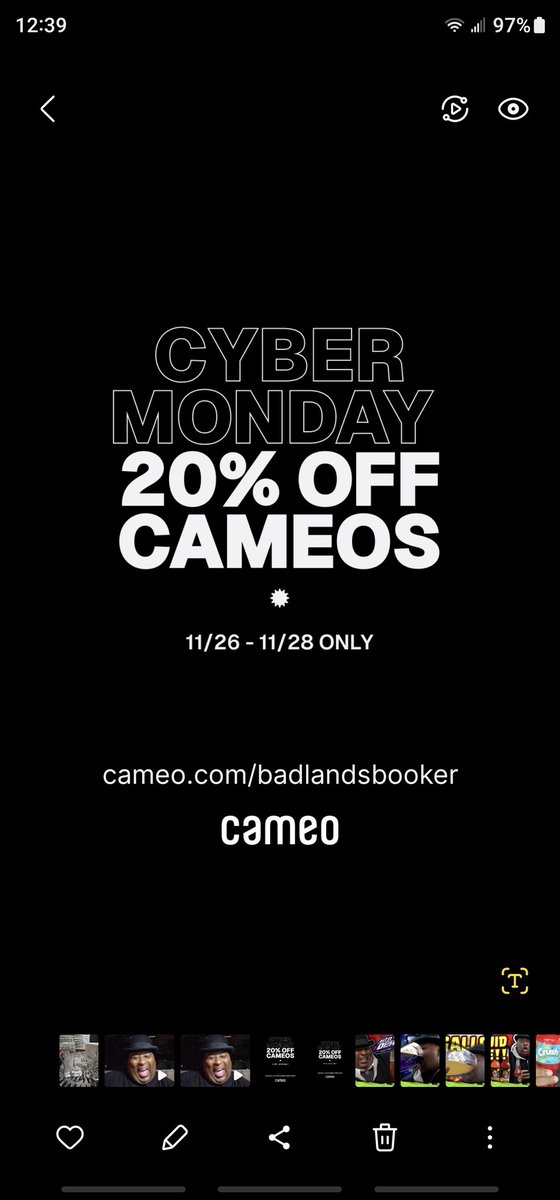 Hey folks, Cameos are 20% off for Cyber Monday! Book me today and I will make a personalized shout out & chug of your choice for your friends & family! cameo.com/badlandsbooker