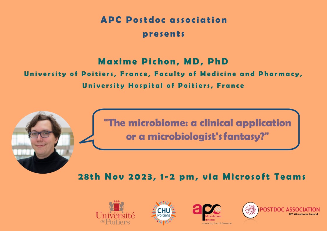 APCPostdoc's tweet photo. Join us on Teams tomorrow for the APC Forum External Speakers Series for @MaxPichon_MD talk on microbiome and clincal practice 🦠💊
@Pharmabiotic https://t.co/xWTpMVGoRs