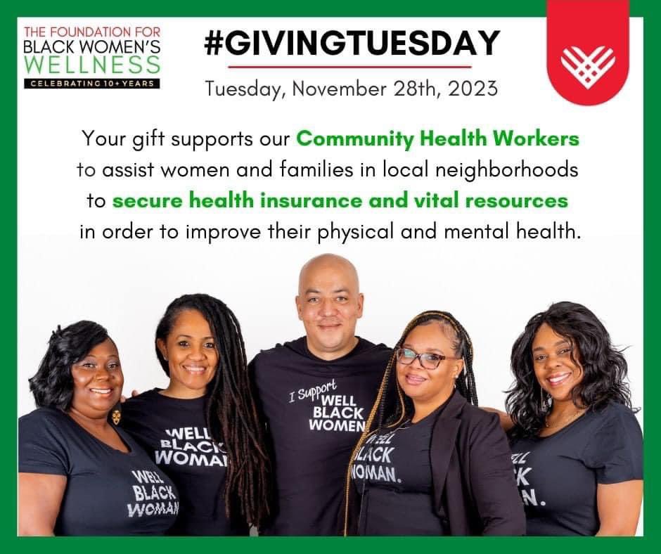 Friends! Tomorrow is Giving Tuesday! When you donate to <a href="/TheFFBWW/">The Foundation for Black Women's Wellness</a> , you support our work across 20 zip codes in Dane County where our Certified Community Health Workers make a difference in the lives of women and families every day! Help us do even more! ffbww.org/donate