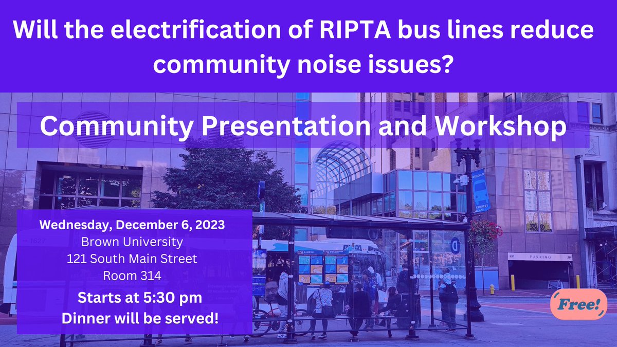 Join us on Wednesday, December 6th, 2023 for a Community Workshop! We will summarize our findings from our semester-long project looking at the impacts of the electrification of @RIPTA_RI bus lines, followed by a community workshop! #wehere @Brown_SPH eventbrite.com/e/community-wo…