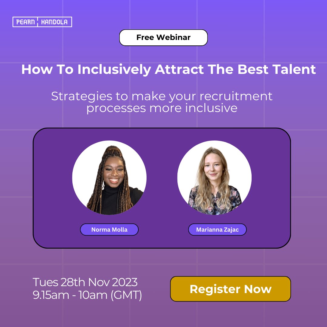 Tomorrow - new webinar! eu1.hubs.ly/H06p4qH0 Are you inclusively attracting the best talent? In our latest webinar, business psychologists Norma Molla and Marianna Zajac will explore best practices surrounding effective, inclusive, attraction. Tues 28th Nov 09:15am (GMT)