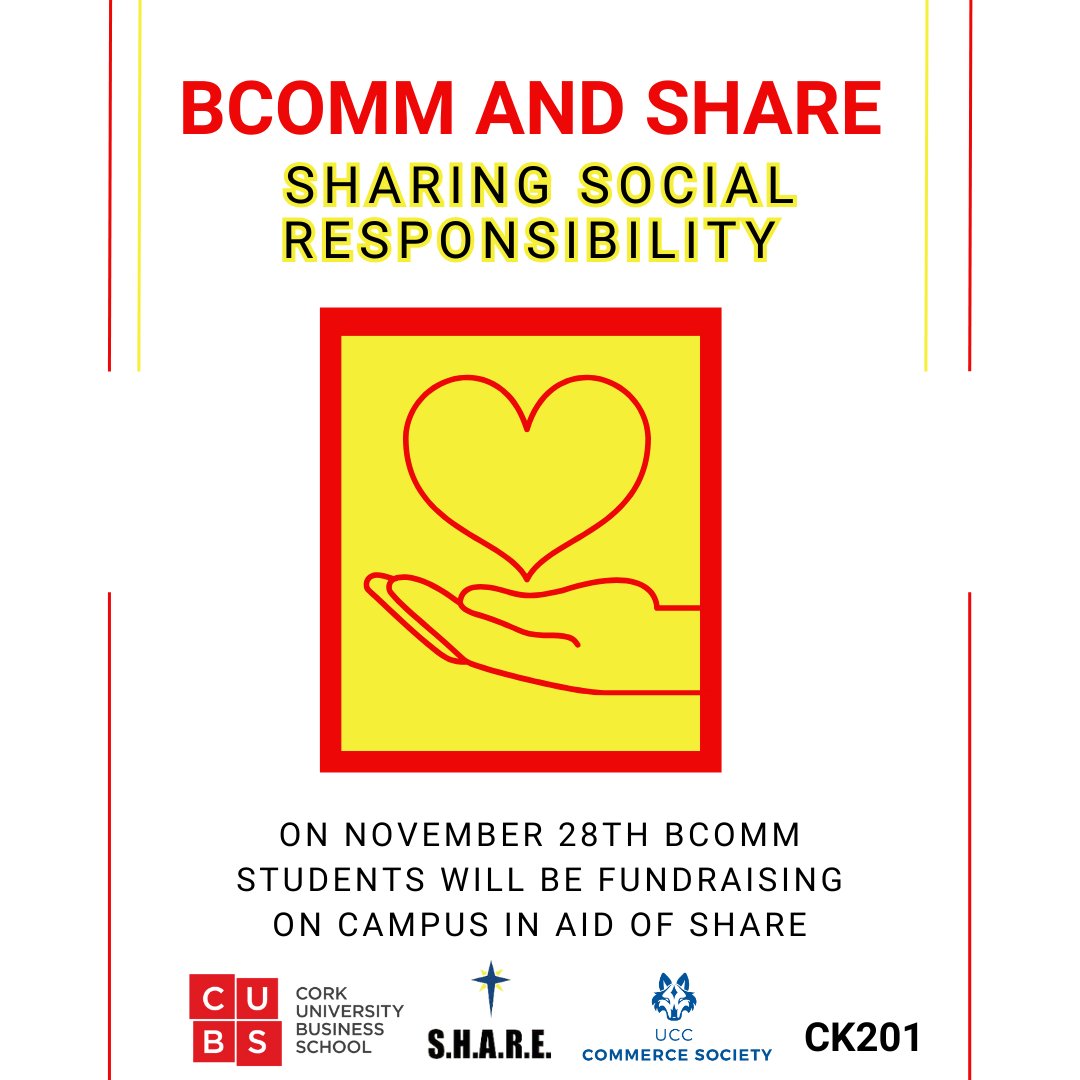 Some of our BComm students will be on main campus <a href="/UCC/">UCC Ireland</a> tomorrow collecting for <a href="/SHARECORK/">SHARE</a>.

SHARE provides supported independent living in their 140 comfortable and secure housing units across seven different locations which are overseen on an ongoing basis by SHARE personnel.