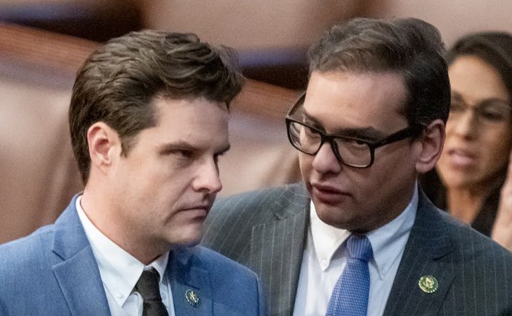 joncoopertweets's tweet photo. George Santos is the House member most RIDICULED by his fellow Republicans, but Matt Gaetz is the most HATED. 

Who’d like to see BOTH of these losers expelled from Congress? ✋✋ https://t.co/fKiYTwi4IW