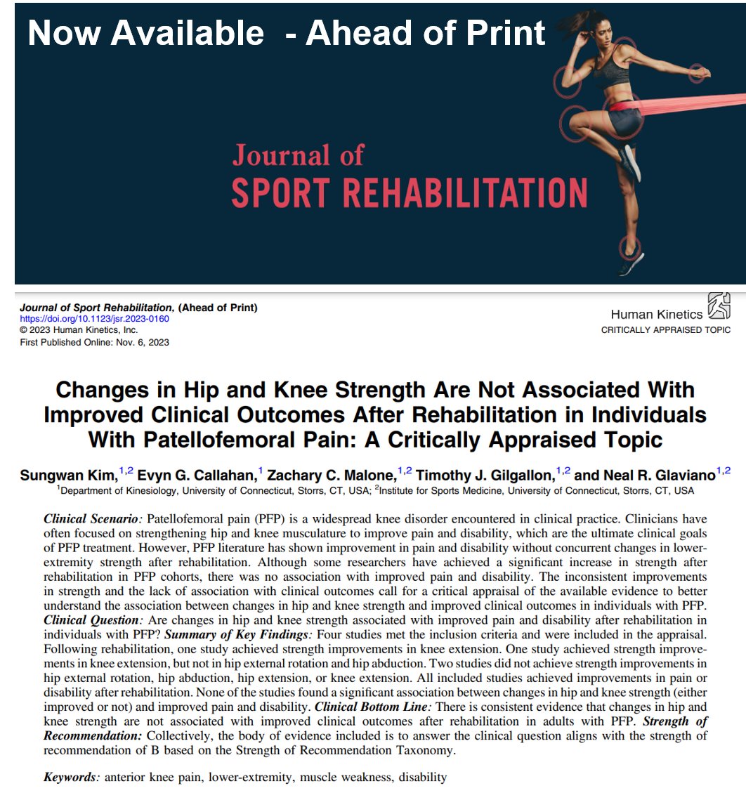 #NowAvailable #AheadofPrint
#Patellofemoral #CAT
<a href="/NealGlaviano/">Neal Glaviano</a>
ow.ly/yM5550QaN5c