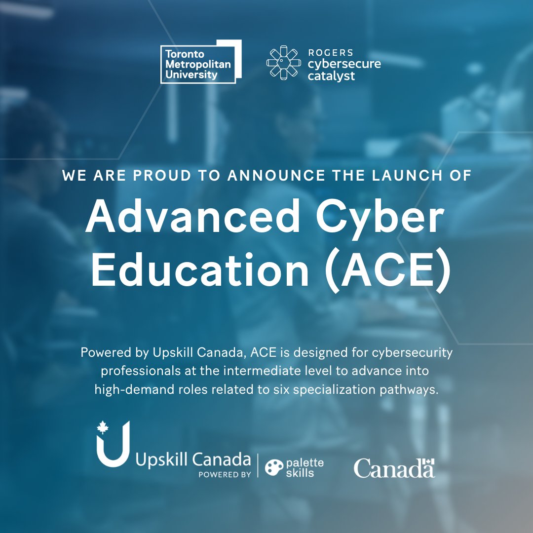 Cybersecure_CA's tweet photo. Today, we are thrilled to announce that through a $2.4 million investment to the Catalyst, we are launching our new Advanced Cyber Education (ACE) training program, powered by Upskill Canada. 

🔗Read the full press release here: https://t.co/Wpbf8XrFkt https://t.co/nhYyekdKHx