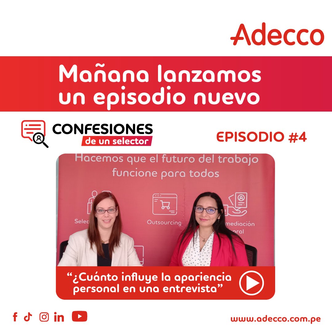 📣🧐¿Te has preguntado alguna vez si la apariencia personal influye en una entrevista de trabajo? MAÑANA tocaremos este tema muy consultado en nuestras redes sociales. ¡No te pierdas el episodio #4 de Confesiones de un selector! <a href="/upn/">🇧🇪</a> @universidadutp <a href="/UCV_Peru/">Universidad César Vallejo</a>