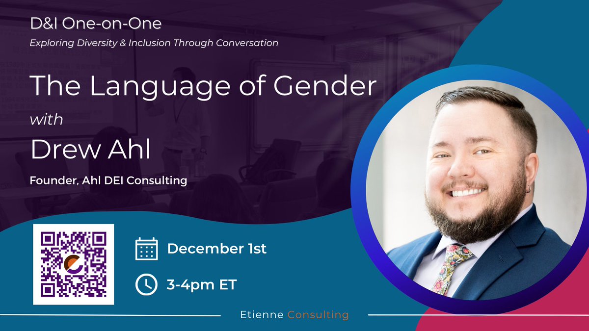 Join us on Friday for another conversation with Drew Ahl, Founder, Ahl DEI Consulting. This time, we'll be talking about how to talk about gender.  Our goal is to unpack lingo to minimize miscommunication and ensure productive discussions.

bit.ly/3sLH9A5