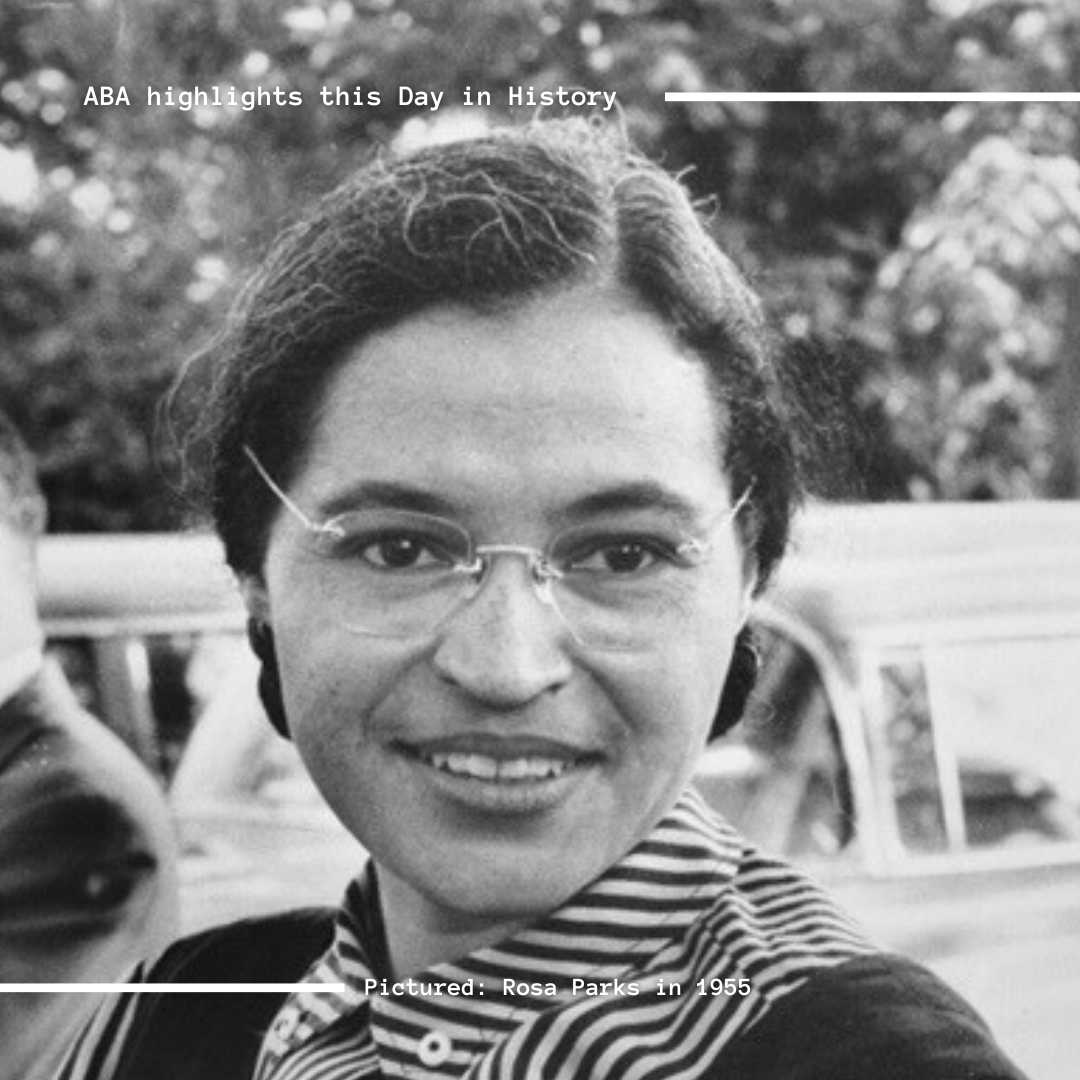marysmith828's tweet photo. Today in 1955, #RosaParks attended a meeting on the #EmmettTill case, a catalyst that strengthened her resolve against racial injustice. Days later, she would refuse to give up her bus seat. @ABAEsq honors her courage and the ongoing fight for equality.#CivilRights #ABA https://t.co/4qiZlAH5qI