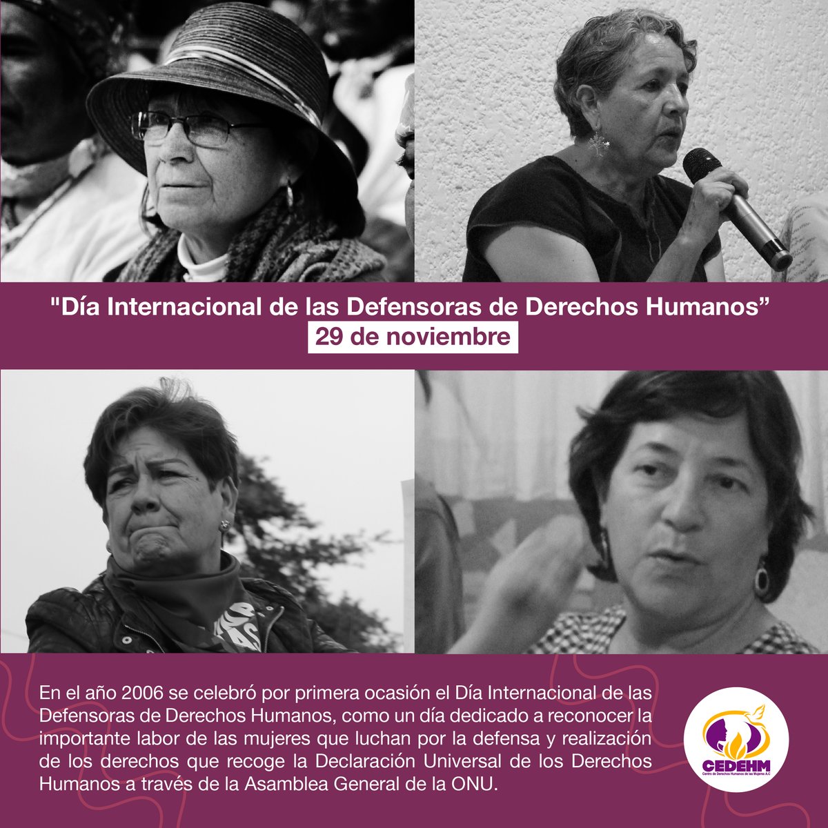 Las mujeres defensoras en el mundo, enfrentan particulares condiciones de violencia, discriminación y estigmatización de su labor
#29N #DiainternacionaldelasDefensorasdeDerechosHumanos