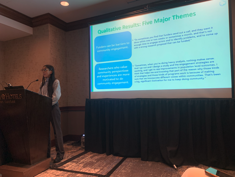 PHInnovationLab's tweet photo. Esmeralda Salas, Research Associate at PHIL, recently presented research findings at the annual American Public Health Association conference. Learn more about PHIL and the MERLIN (Monitoring, Evaluation, Research, and Learning Innovations) team at https://t.co/65EAFFmVlt https://t.co/VjnVpvMxIK