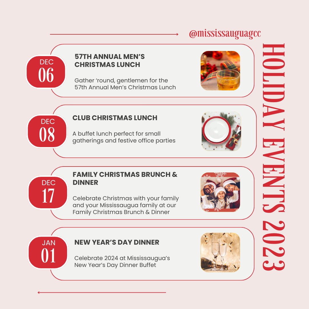 The Holidays are coming to Mississaugua!🎄

Check out all of our events this December!
