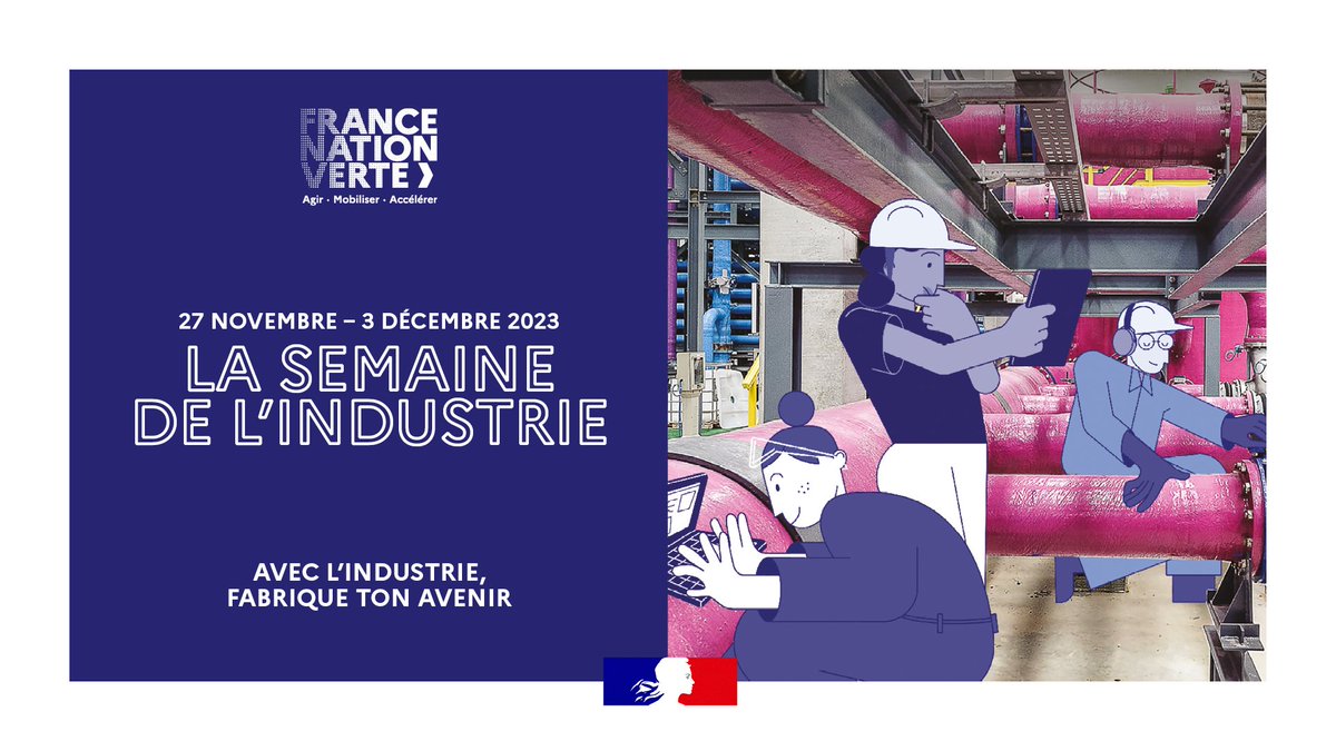La #SemaineIndustrie permet aux élèves de découvrir les métiers d'un secteur d’avenir et engagé dans les transitions écologique et numérique. 

📅 Du 27 novembre au 3 décembre, + de 5 000 événements sont organisés partout en France pour mettre à l'honneur les métiers et susciter