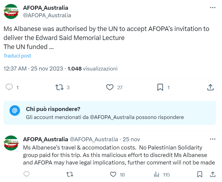 Francesca Albanese, UN Special Rapporteur oPt tweet media