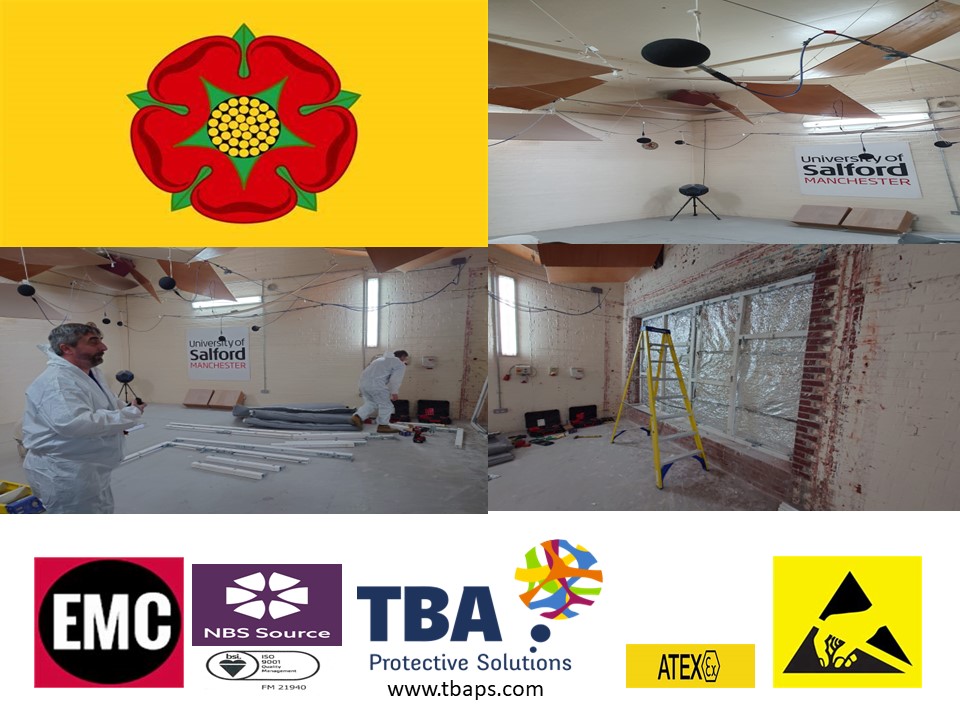 On Lancashire Day it's worth mentioning the recent work done between two venerable Lancashire institutions.
#TBAPS had our #FortaFire passive flexible fire barrier system tested for it's acoustic properties at Salford University's excellent acoustic testing centre.