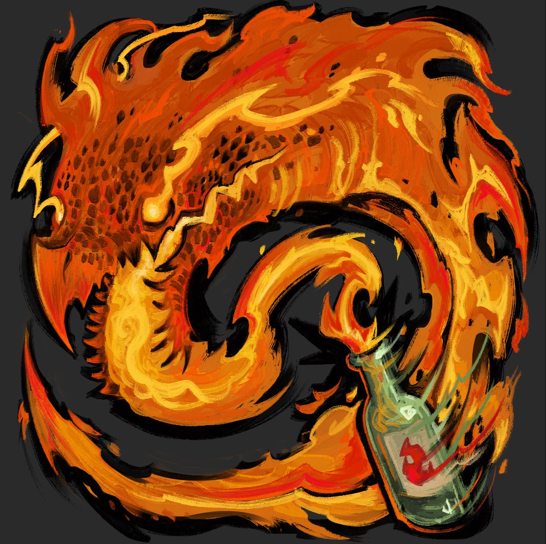 「painterly living fireball dragon, also a」|Thiago Lehmann (2Minds)のイラスト