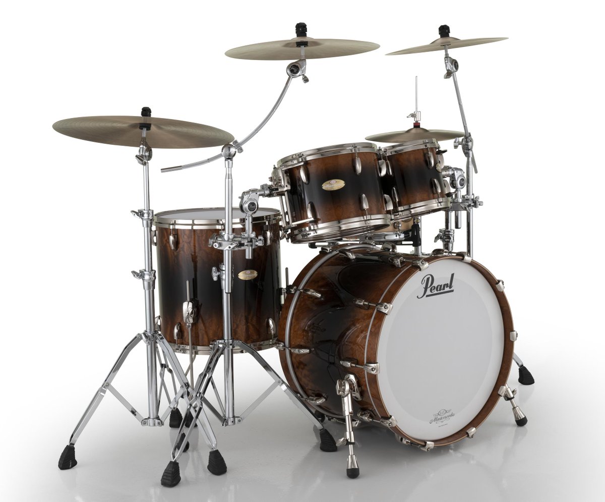 Masterworks Series Sonic Select Shell Recipe: STUDIO 

EvenPly-Six 2-ply Burl Mahogany / 2-ply Maple / 2-ply Gumwood

Reverse Black Burst over Burl Mahogany finish with Nickel Hardware 22x16 / 10x8 / 12x9 / 16x16 with a Music City Custom Solid Ash Shell Snare Drum