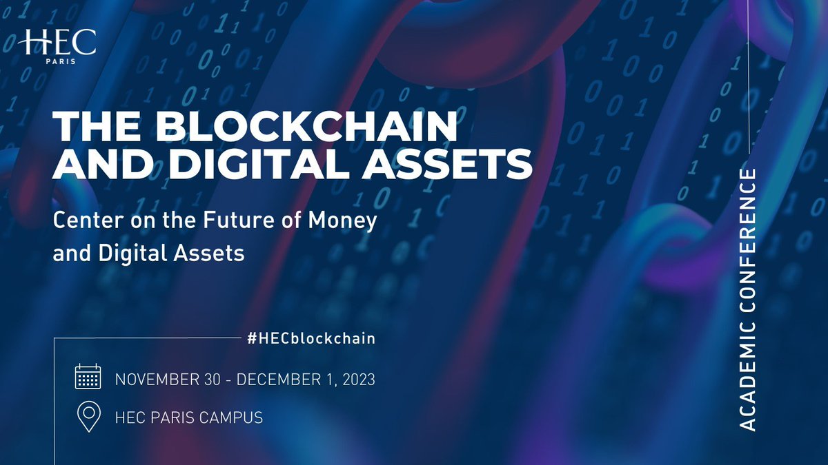 Knowledge@HEC (@hecknowledge) on Twitter photo On 11/30 and 12/01, the #HECblockchain Conference launches the Centre on the Future of Money & Digital Assets <a href="/HECParis/">HEC Paris Business School</a>
By #HECprofs Bruno Biais <a href="/davidamariles/">David Restrepo A</a> <a href="/GaetanoGaballo/">Gaetano Gaballo</a> Pablo Baquero
Register to attend online: hec.edu/fr/blockchain-… #HECxWorldline #AcademicConference On 11/30 and 12/01, the #HECblockchain Conference launches the Centre on the Future of Money & Digital Assets <a href="/HECParis/">HEC Paris Business School</a>
By #HECprofs Bruno Biais <a href="/davidamariles/">David Restrepo A</a> <a href="/GaetanoGaballo/">Gaetano Gaballo</a> Pablo Baquero
Register to attend online: hec.edu/fr/blockchain-… #HECxWorldline #AcademicConference
