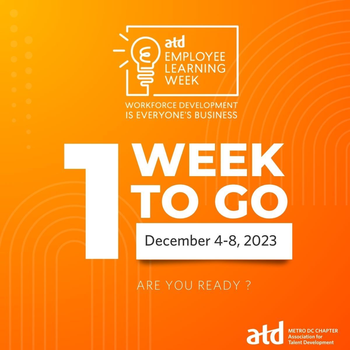 🎓 ATD's Employee Learning Week is Almost Here! ✨

It's time to celebrate talent development &amp; learning opportunities during this week! Join us next week as the Metro DC Chapter commemorates Employee Learning Week. Check out what the week will look like: buff.ly/3AakMEV