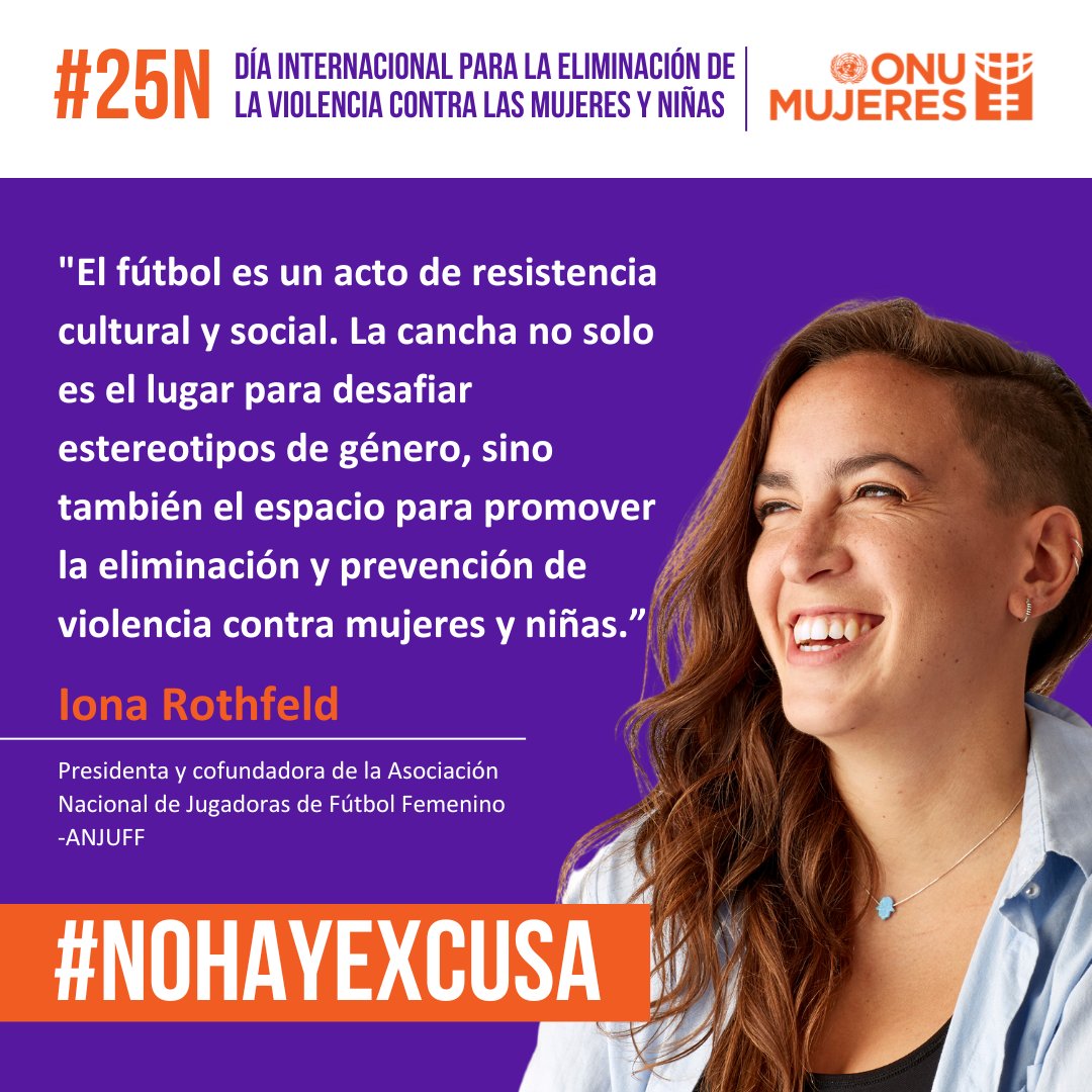 Te invitamos a leer este especial editorial #25N de <a href="/ONUMujeres/">ONU Mujeres</a> 
 📰[Entrevista] <a href="/ionaRothfeld/">Iona Rothfeld</a>, presidenta <a href="/ANJUFFChile/">ANJUFF Chile</a>:  “Cada niña y mujer que se para en una cancha desafía la expectativa de ser tratada de manera diferente debido a su género” 
Leer en: bit.ly/3RdUnix