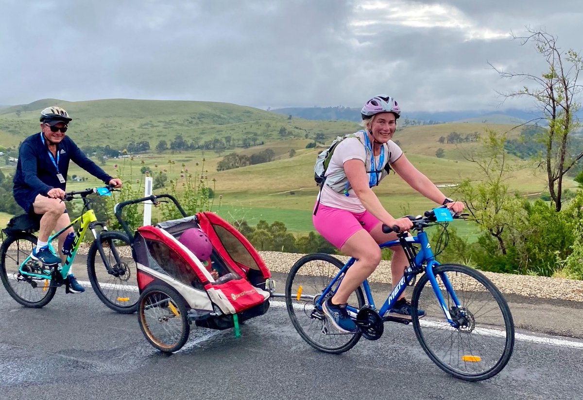 mediawisemelb's tweet photo. A three generation family on Australia’s best one week biking holiday #greatvic #bikeride 🚲🚴‍♀️🚴🏼‍♂️ Bec Browne and one of her girls plus Dad John behind. Cycling out of Buchan #visitgippsland #bicycle_network #visitmelbourne https://t.co/QNuCQiS2hG