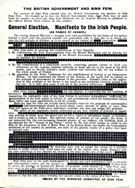 fir_bolg's tweet photo. the 1918 sinn féin manifesto as passed by the british government censor, from dorothy macardle's the irish republic (1938) https://t.co/8yexwiN27K