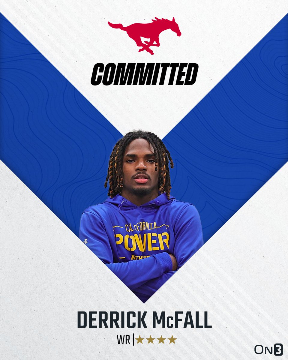 Rivals's tweet photo. 🚨NEW🚨 4-star WR Derrick McFall has committed to SMU🐎

More from @BillyEmbody: https://t.co/uPB4KEn5YM https://t.co/FgWUwPeUHv