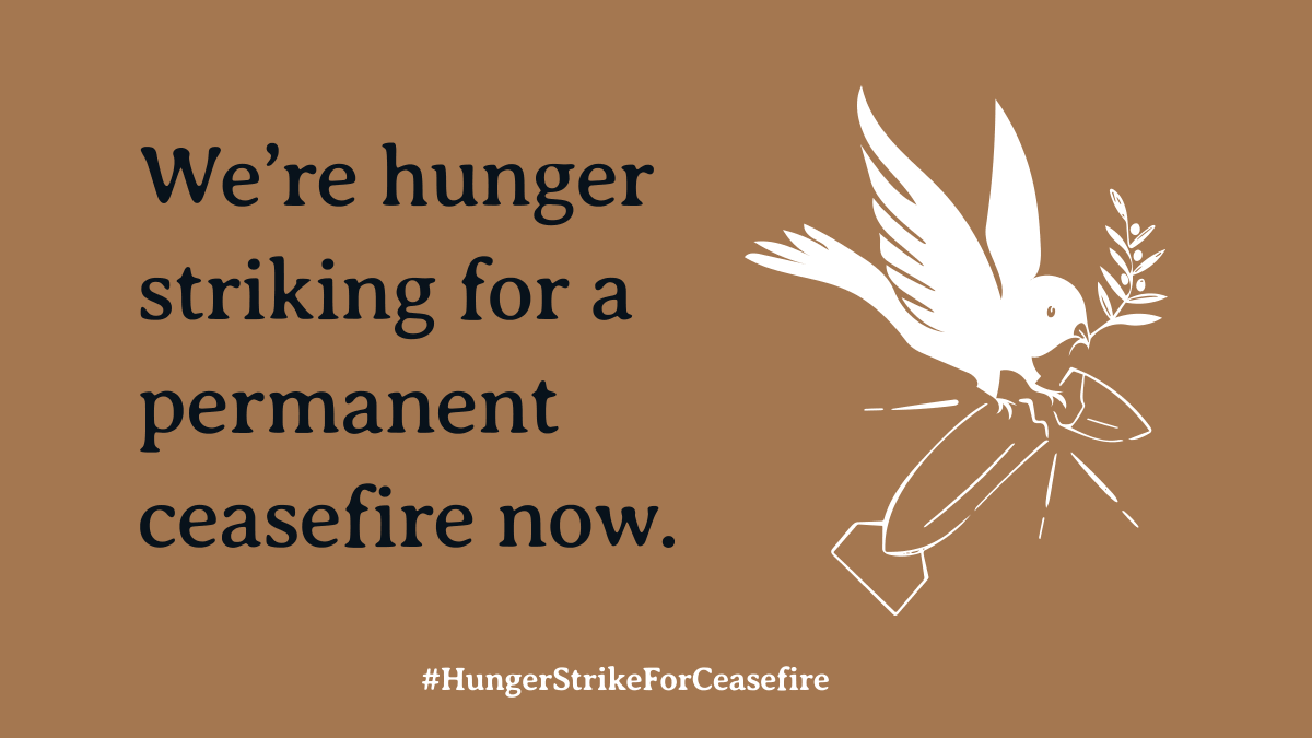 DemSocialists's tweet photo. We support our members @ZohranKMamdani, @sumayaawad, and interim DSA chair @ahsheek in their hunger strike, demanding that President Biden act now to end this genocide. #HungerStrikeForCeasefire https://t.co/zlraigFUQY