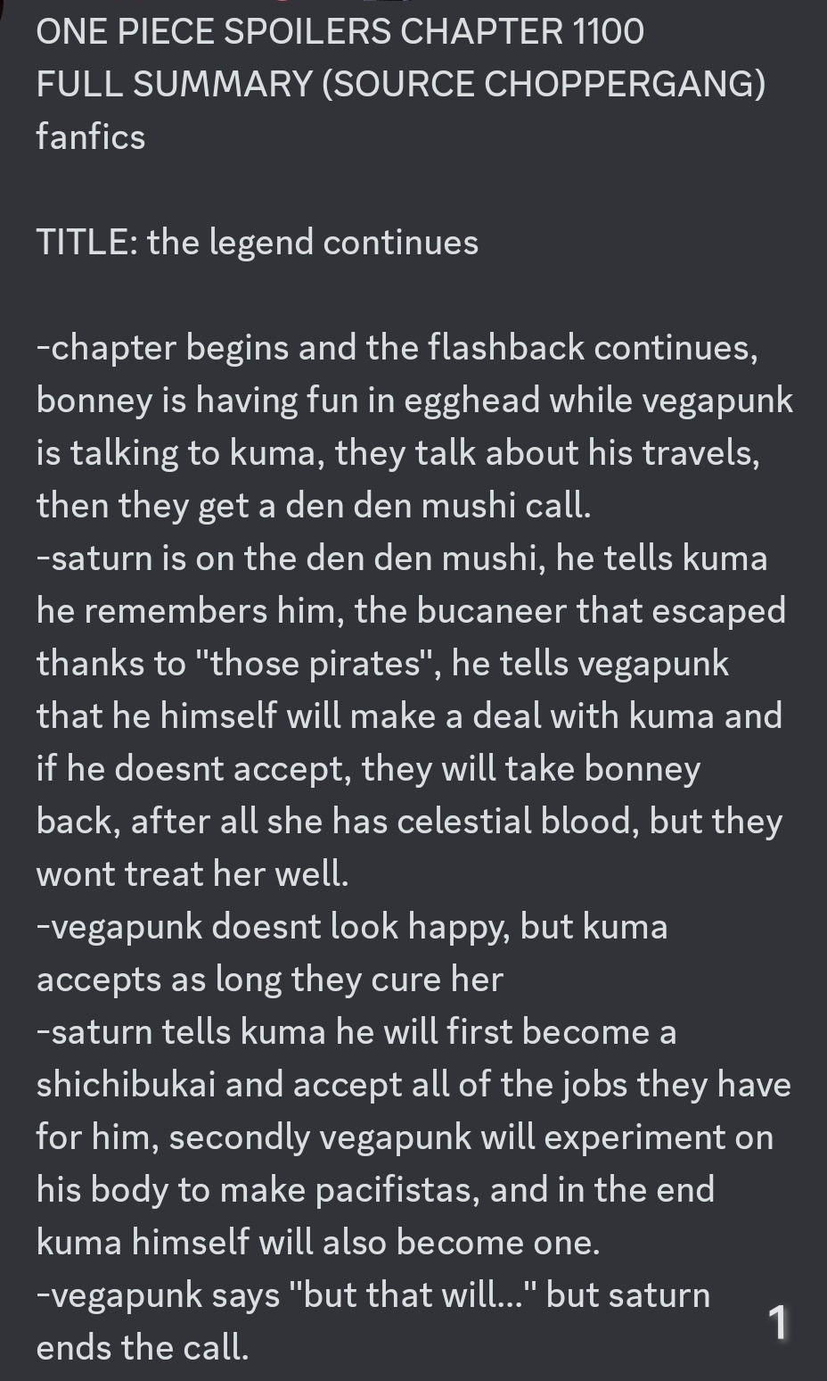 CHOPPERGANG on X: “ONE PIECE CHAPTER 1100 LEAKS FULL SUMMARY IS 