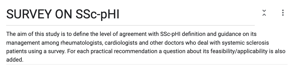 Are you a #Cardiology or #rheumatology physician taking care of #scleroderma patients? We want to hear your opinion on the definition and consensus from WSF @Worldsclerofnd & HFA of @escardio! #answer this #survey and #spread it to your network! forms.gle/pkkARxwnEj3Z1e…