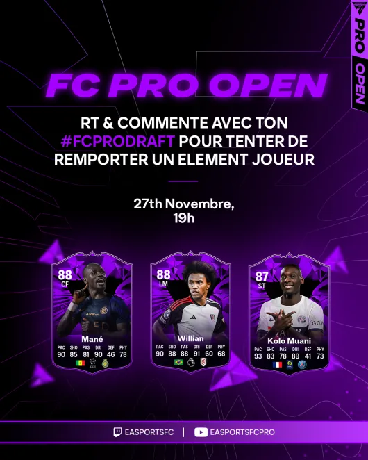 ThipOff's tweet photo. Les qualifications mondiales #FCPro sont EN DIRECT, tout comme le #FCProDraft ! 🔥

RT et commentez vos choix avec #FCProDraft pour avoir une chance de gagner l'un des 3 éléments 😎 

Vous pouvez créer vos drafts ici ➡️https://t.co/IbsPrgqzkX 

#FC24 https://t.co/oLEwKyMst3