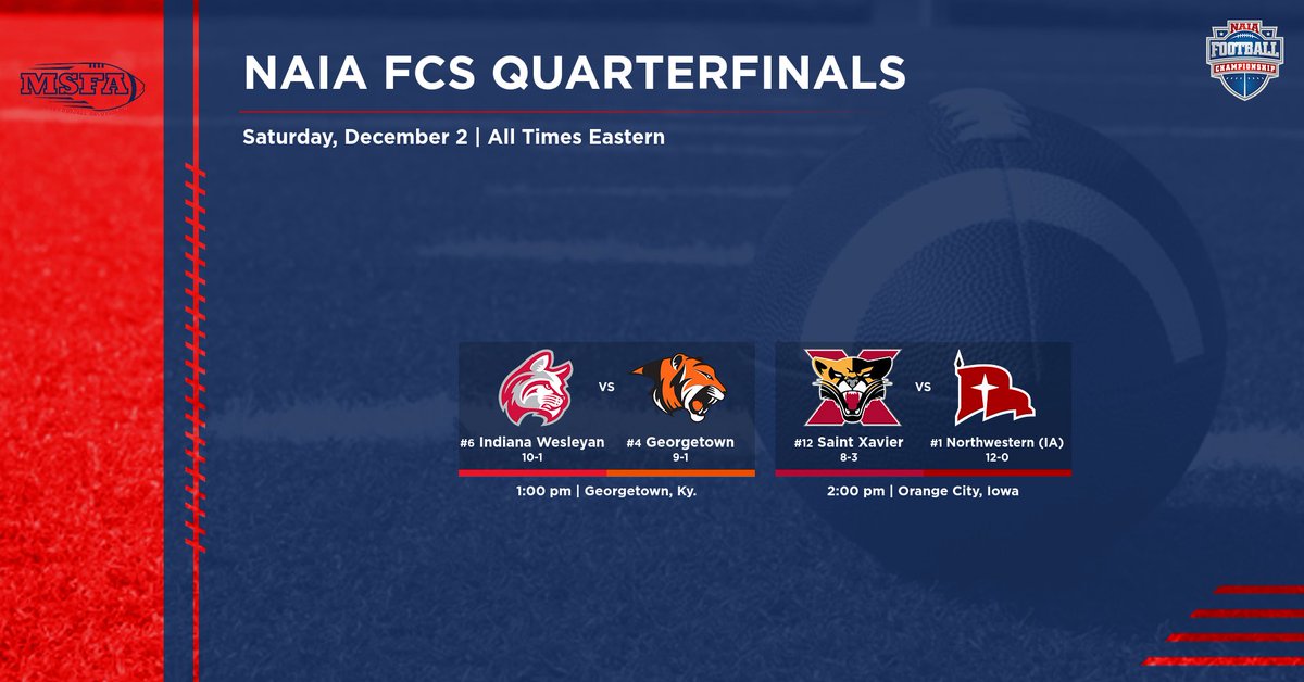 MidStatesFB's tweet photo. Good luck to @IWUWildcats &amp; @SXUAthletics as they look to put the NAIA on upset alert this afternoon! https://t.co/KDd15GfFAe