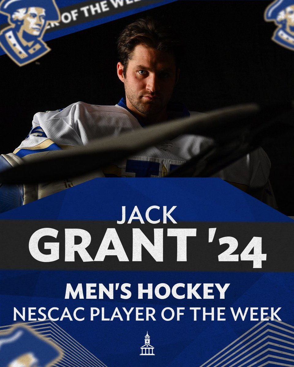 Goaltender Jack Grant ‘24 (Fredericton, NB) has been named the NESCAC Player of the Week! #getscrolled #LetsGoBlue