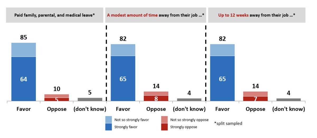 85% percent of voters in battleground states favor paid parental, family and medical leave—the highest numbers ever seen across party & demographics. The labor movement has been saying this for years: Our working families need these critical, life-changing policies.