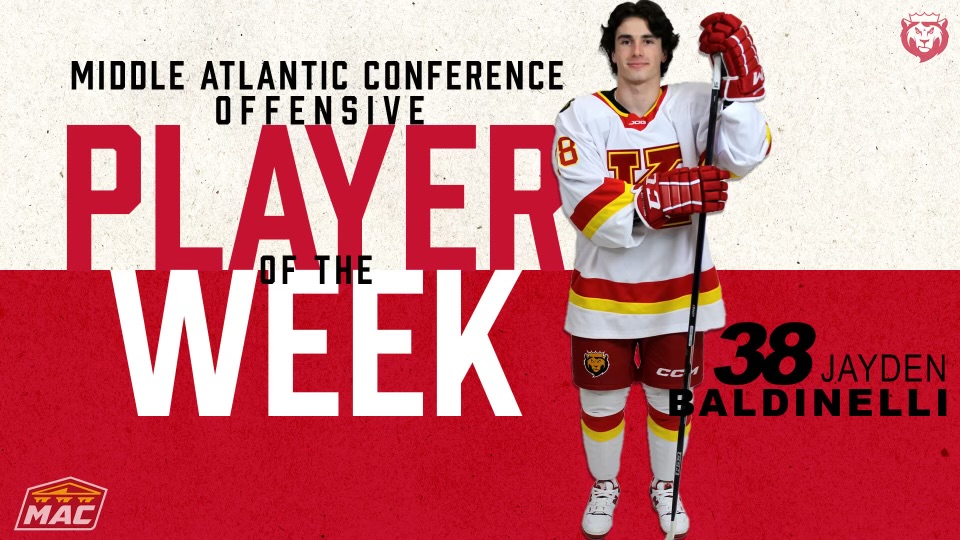 MIH | BALDINELLI’S FIRST HONOR!

Congratulations to <a href="/kingsmih/">King's College Men's Ice Hockey</a> rookie forward Jayden Baldinelli on earning his first career MAC Offensive Player of the Week after scoring twice against Wilkes last week!

#MonarchNation // #EarnTheCrown