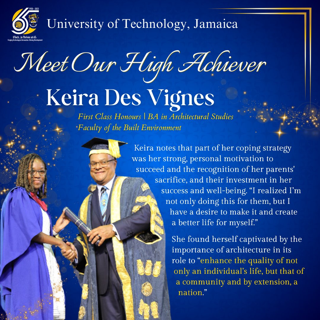 UTechJamaica's tweet photo. The budding Architect is excited to embrace new opportunities and is currently employed in Tobago at Zoyah Vessels Enterprise🙌
#GradKnight #Classof2023 https://t.co/NuYWD7q9aL