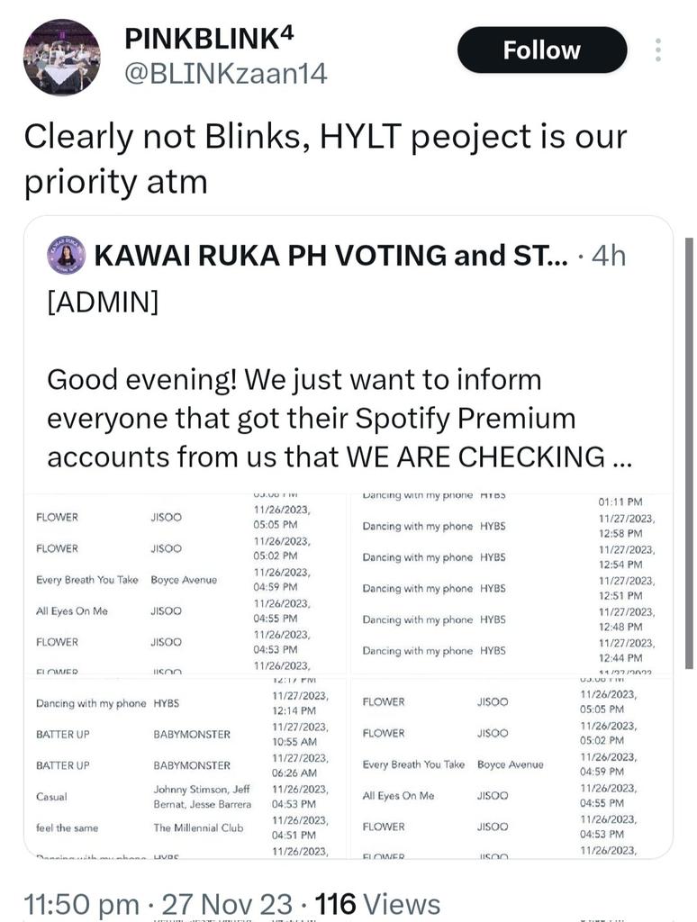 Blinks admitting that they're not streaming flower. Best fandom indeed🫶