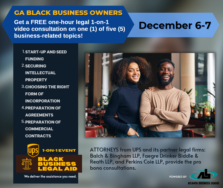 ABL1933's tweet photo. FREE LEGAL ADVICE FOR GA BLACK ENTREPRENEURS: DECEMBER 6 AND 7

SIGN-UP TODAY: https://t.co/OjmX5jcSTB

#ABL1933 #smallbusiness #ablcares #SupportSmallBusiness #BlackBusinessMatters #UPSbbla #startupbusiness #UPS https://t.co/GnxDv1gHsW