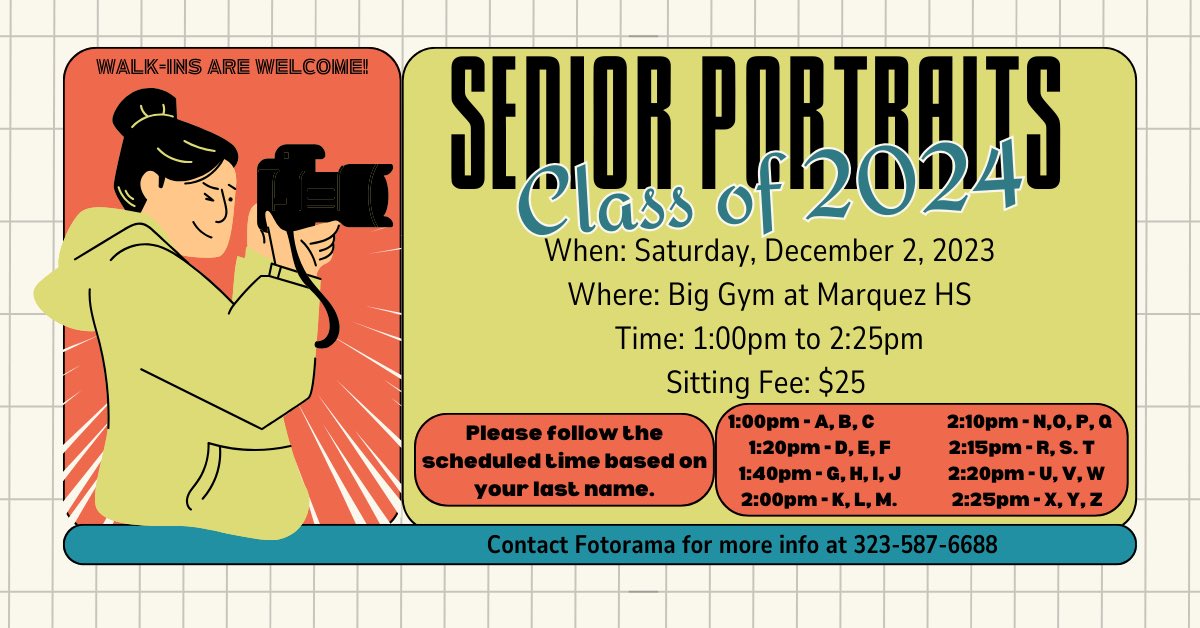 SSJ Class of 2024 - Senior Portraits this Saturday, December 2nd.