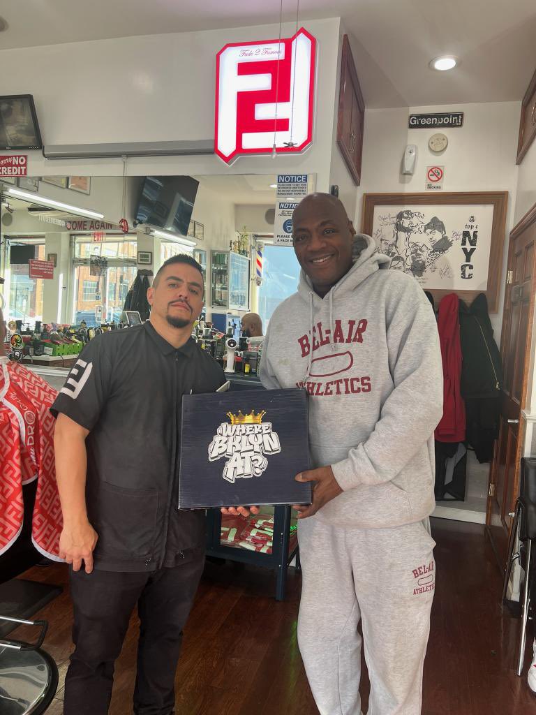djmistercee's tweet photo. SALUTE TO MY BARBER DEE DEE @fade2famous ON THE SUPPORT OF THE “WHERE BKLYN AT” SNEAKER @djmistercee x @ewingathletics PRESENTS: THE “WHERE BKLYN AT” SNEAKER To Celebrate The 30th Anniversary Of The Legendary Big Daddy Kane’s Live Performance At Madison Square Garden In NYC Where He Brought On Stage Two MC’s Who Would Later Become Two Of The Greatest Rappers Of All Time, The Person That Recorded That Infamous Moment DJ Mister Cee & Ewing Athletics Have Collaborated To Present To You The “WHERE BKLYN AT” 33 HI O.G. SNEAKER Where Bklyn At Logo Designed By @djaveenyc MAKE SURE YOU PICK UP YOUR KICKS BY LOGGING ON TO https://t.co/LYRizTHGLb