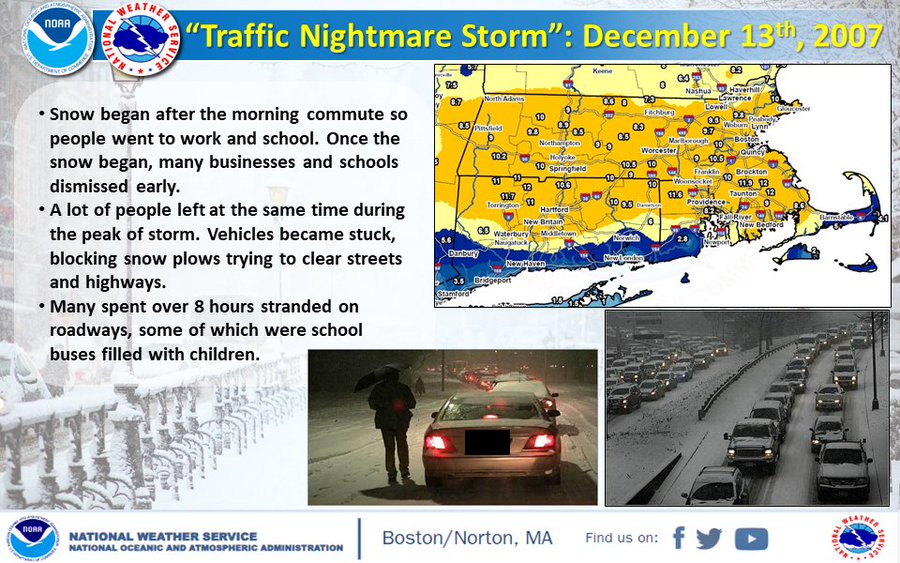 Map of snowfall and snarled traffic from December 13, 2007.