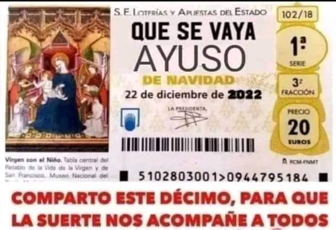 JavierVinyuelas's tweet photo. Una compañera me ha pasado un décimo para compartir, así que lo comparto. https://t.co/vahjh4Z16R