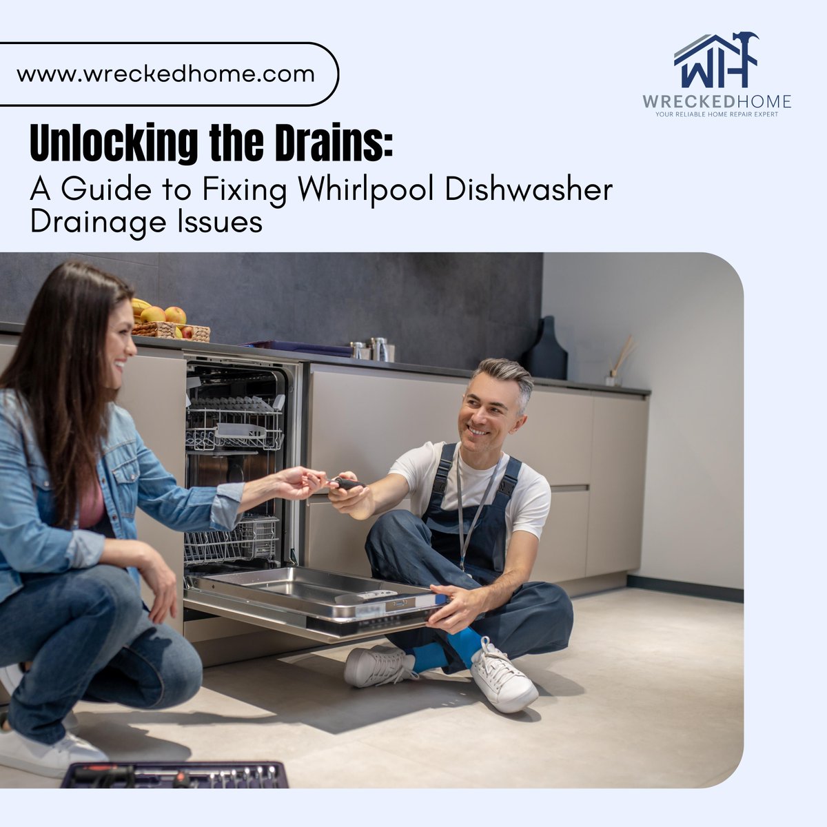 Introduction: A malfunctioning dishwasher is a kitchen headache.
------
By understanding the common culprits and applying these simple fixes, you can restore your Whirlpool dishwasher's drainage efficiency. wreckedhome.com/why-is-my-whir… 
.
#DishwasherIssues