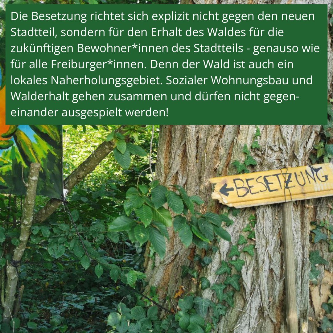 wsa_buendnis's tweet photo. Der Protest richtet sich jedoch nicht gegen den Bau des neuen Stadtteils, sondern gegen die verfehlte Planung der Stadt Freiburg. Die #Rodung des Waldes wäre nicht notwendig, denn dieser Bereich könnte aus dem Vorhaben ausgespart werden. https://t.co/1CgyUkcF5Y