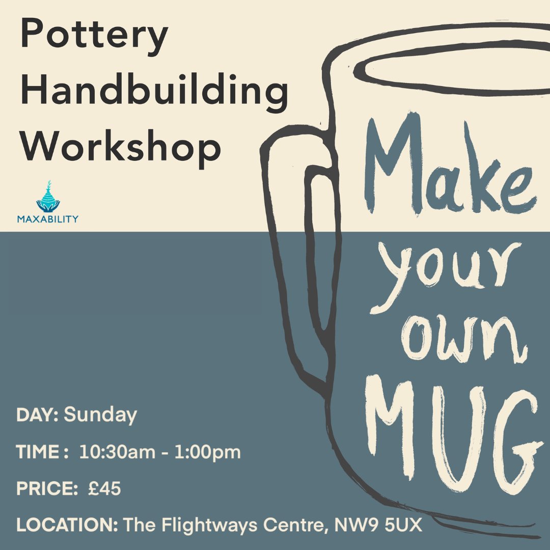 SuzanneSmedley5's tweet image. @maxability_uk Maxability are running Mug Making Workshops and Porcelain Christmas Decorations Making Workshops in the lead up to Christmas at their studio in the Flightways Centre near Colindale, NW9 5UX!  Email info@maxability.org.uk
#potteryclass #ceramicsclass