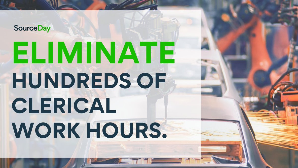 #VehicleManufacturing is its own beast. Suppliers of all sizes and technological capabilities. LOTS of clerical PO work with little or no collaboration. It’s time for an automated, unified approach. SourceDay’s got it. 

Learn more now: bit.ly/3ss1ydl

#manufacturing