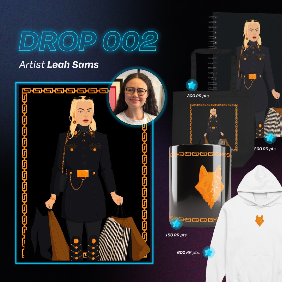 We're thrilled to reveal @leahsams' Drop 002 merch collection: Every piece is inspired by Leah's Drop 002 artwork and furthers Naomi's story! ➕ With every purchase, you earn Reel Rewards Points that can be redeemed for cool prizes like movie tickets and collectibles. Drop 002…