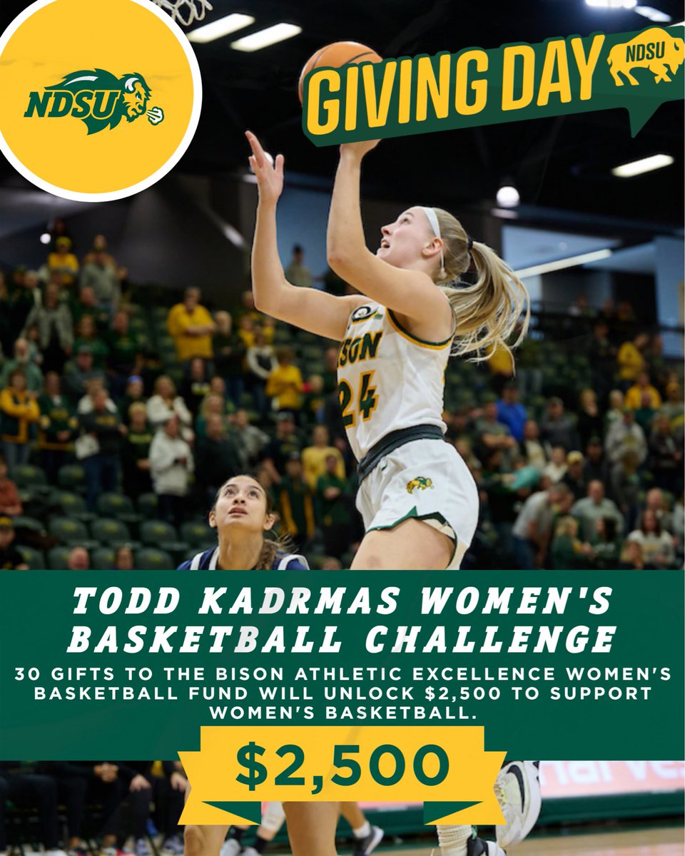 Huge day tomorrow! Calling all NDSU WBB fans to join us on Annual
Giving Day!  We are so blessed with your generosity and support! Let’s make it a great day on Tuesday!!! <a href="/BisonBlueDevil/">TK</a> Huge shout out to TK!!!