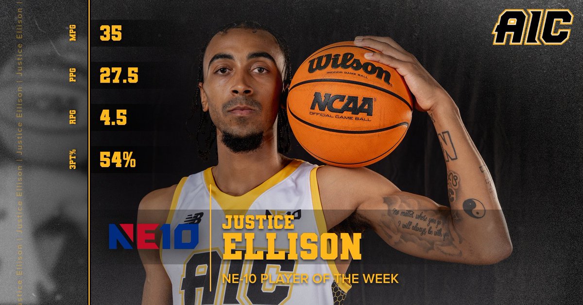 AIC_MBB's tweet photo. First of many! Congratulations to Justice Ellison on being named NE-10POTW! https://t.co/jGzAK7Nphv