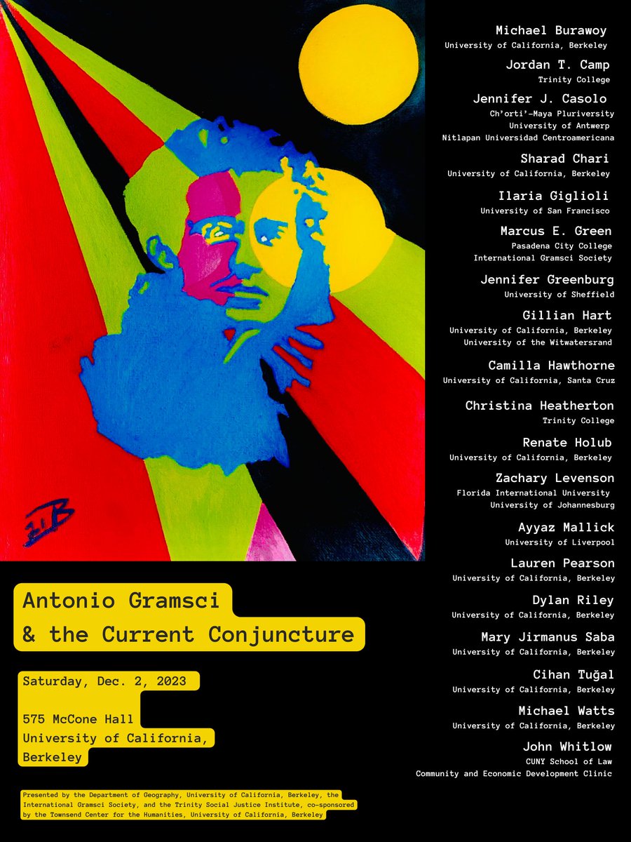 TrinitySocialJ1's tweet photo. We'll be thinking with our comrades about the crises of the present this Saturday 12/2 at Antonio Gramsci &amp; the Current Conjuncture at @UCBerkeley. Registration is at capacity but rest easy, the sessions will be filmed and posted to our YouTube page, here: https://t.co/Ah4iX8OKHb https://t.co/bEsyRYRAct